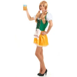 Tenue De Serveuse Bavaroise Verte Et Jaune -Boutique De Carnaval D'Halloween Tenue de serveuse bavaroise verte et jaune 17287