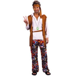 Boutique De Carnaval D'Halloween 14 Tenue Hippie Blanche Marron Grande Taille, Homme