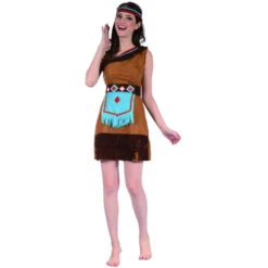 Tenue Marron Courte De Femme Indienne -Boutique De Carnaval D'Halloween Tenue marron courte de femme indienne 27028