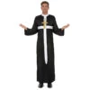 Tenue Noire De Prêtre Imprimé Croix Blanche 1 Tenue Noire De Prêtre Imprimé Croix Blanche -Boutique De Carnaval D'Halloween Tenue noire de pretre imprime croix blanche