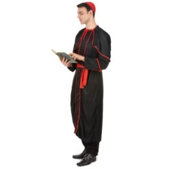 Tenue Noire De Religieux, Liseret Rouge 7 Tenue Noire De Religieux, Liseret Rouge -Boutique De Carnaval D'Halloween Tenue noire de religieux liseret rouge 24177