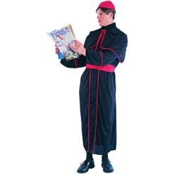 Tenue Noire De Religieux, Liseret Rouge 9 Tenue Noire De Religieux, Liseret Rouge -Boutique De Carnaval D'Halloween Tenue noire de religieux liseret rouge 24179