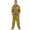 Tenue Rayée Jaune Et Noire De Prisonnier, Adulte -Boutique De Carnaval D'Halloween Tenue rayee jaune et noire de prisonnier adulte