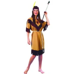 Tenue Robe D'indienne Marron Clair Pour Femme -Boutique De Carnaval D'Halloween Tenue robe d indienne marron clair pour femme 11