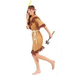 Tenue Robe D'indienne Marron Clair Pour Femme -Boutique De Carnaval D'Halloween Tenue robe d indienne marron clair pour femme 14956