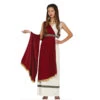 Toge Blanche De Romaine Pour Ado Avec Drapé Rouge 1 Toge Blanche De Romaine Pour Ado Avec Drapé Rouge -Boutique De Carnaval D'Halloween Toge blanche de romaine pour ado avec drape rouge