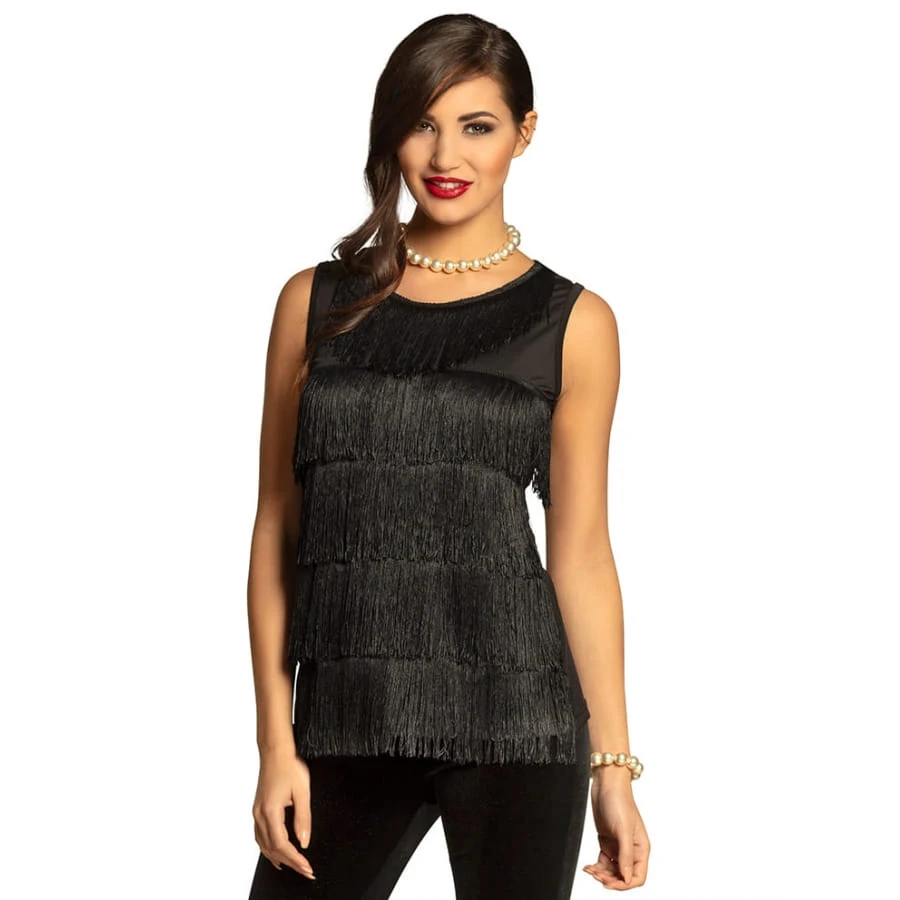 Top Noir à Franges Pour Femme 3 Top Noir à Franges Pour Femme