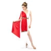 Tunique Romaine Blanche Avec Drapé Rouge, Femme 2 Tunique Romaine Blanche Avec Drapé Rouge, Femme -Boutique De Carnaval D'Halloween Tunique romaine blanche avec drape rouge femme