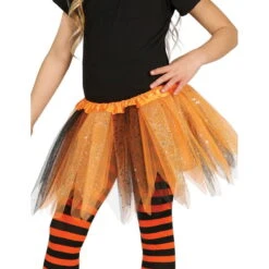 Tutu Noir Et Orange Pailletté Pour Enfant