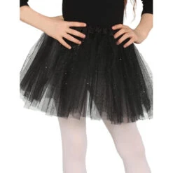 Tutu Noir Petite Fille En Tulle Pailleté Argenté
