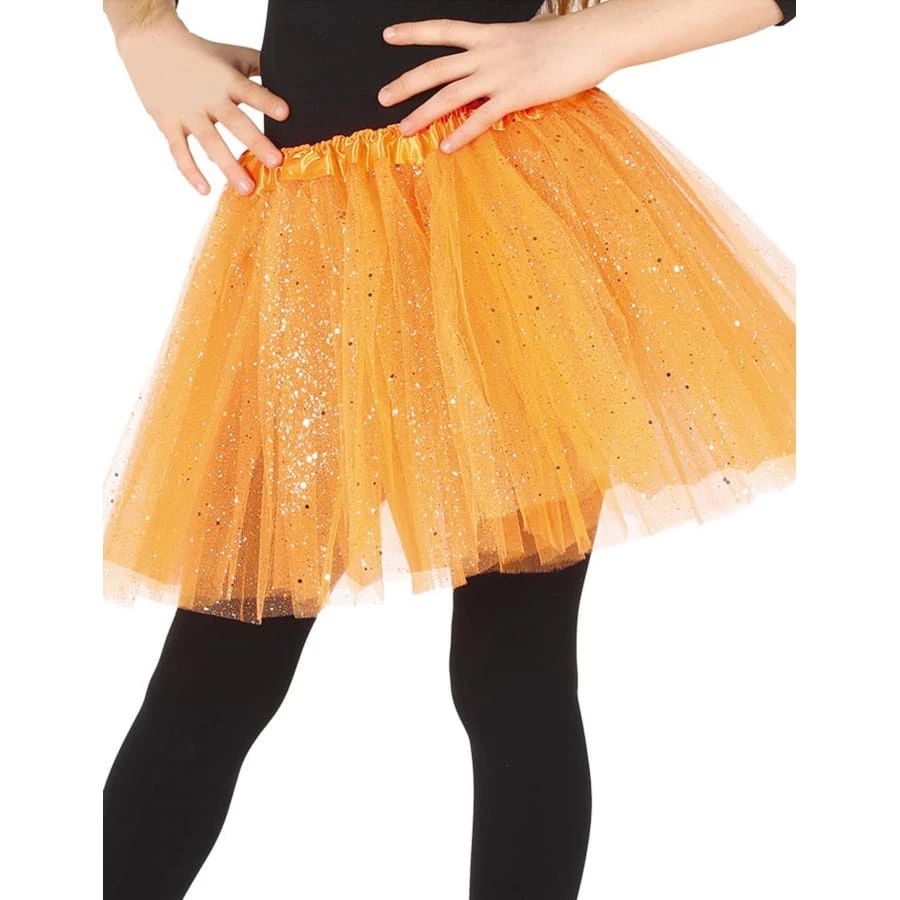 Tutu Orange Fille En Tulle Pailleté Argenté 3 Tutu Orange Fille En Tulle Pailleté Argenté