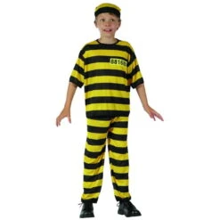Uniforme Rayé Jaune Et Noir D'enfant Prisonnier