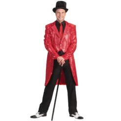 Veste Queue De Pie Sequins Rouges, Homme