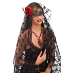 Voile Noir De Veuve En Dentelle Pour Adulte